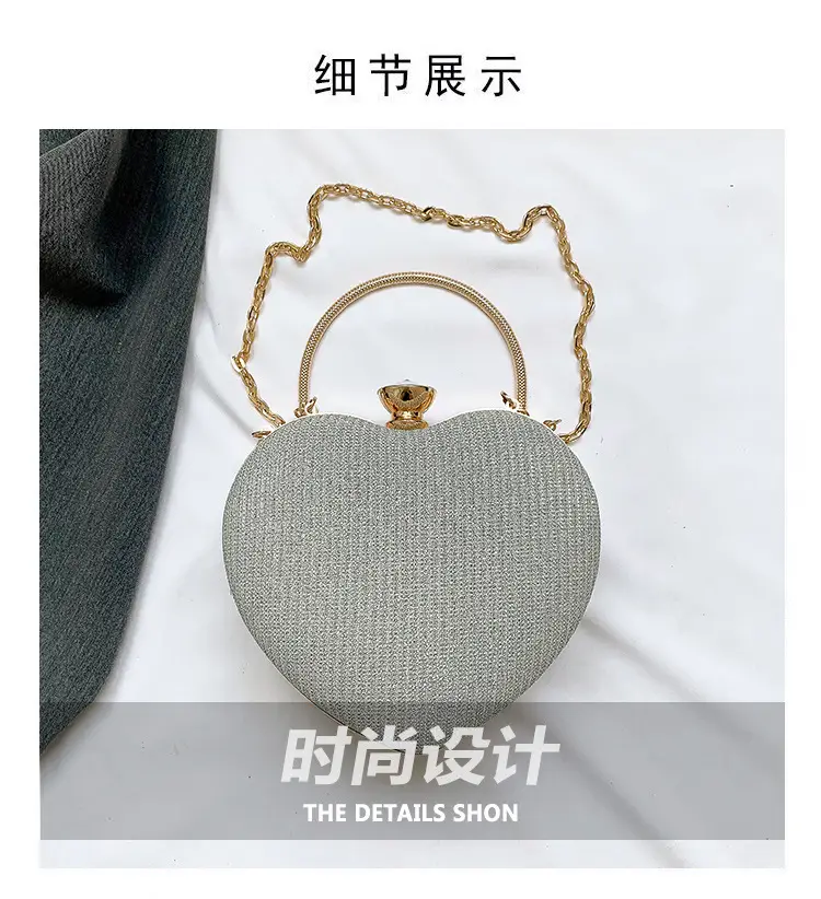 Blue Heart-Shaped Chain Crossbody Bag for Women — feature 2