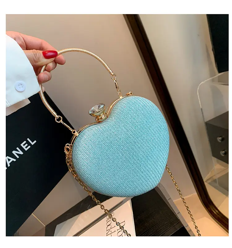 Blue Heart-Shaped Chain Crossbody Bag for Women — feature 22