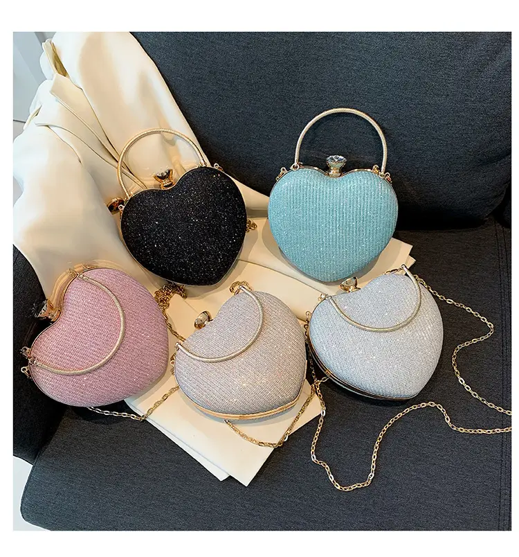 Blue Heart-Shaped Chain Crossbody Bag for Women — feature 26