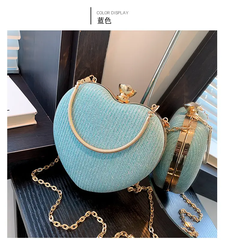 Blue Heart-Shaped Chain Crossbody Bag for Women — feature 27