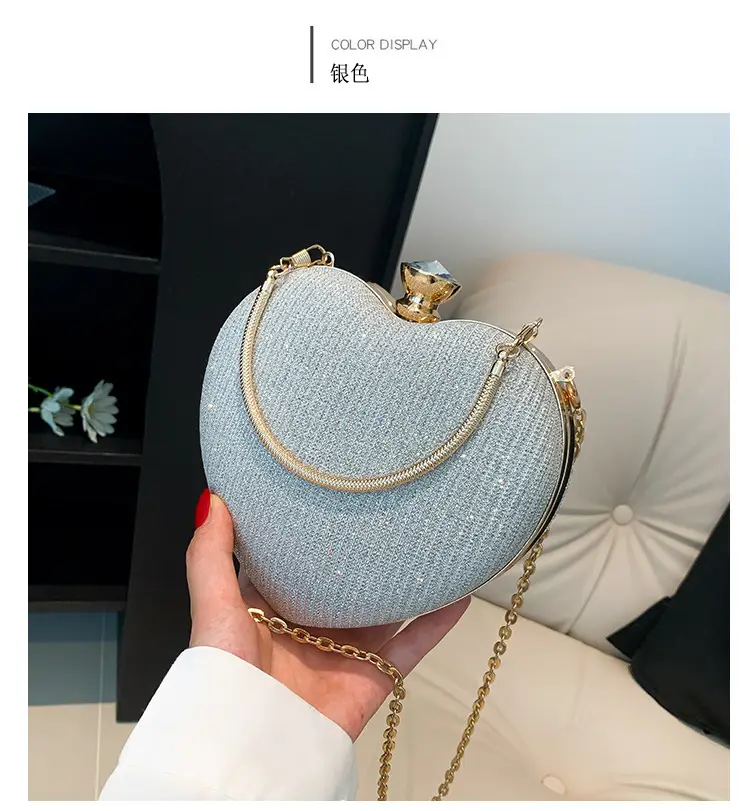 Blue Heart-Shaped Chain Crossbody Bag for Women — feature 29