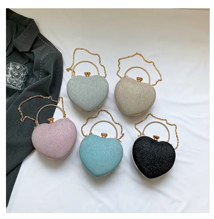 Blue Heart-Shaped Chain Crossbody Bag for Women — feature 32