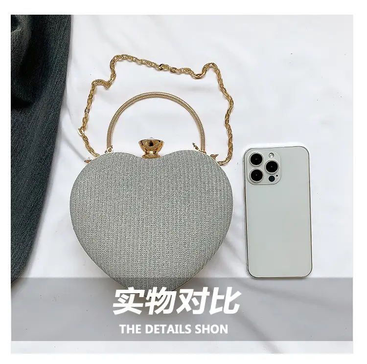 Blue Heart-Shaped Chain Crossbody Bag for Women — feature 5