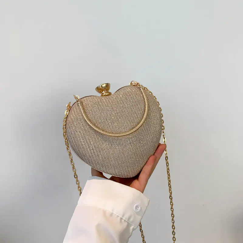 Blue Heart-Shaped Chain Crossbody Bag for Women - Image 2