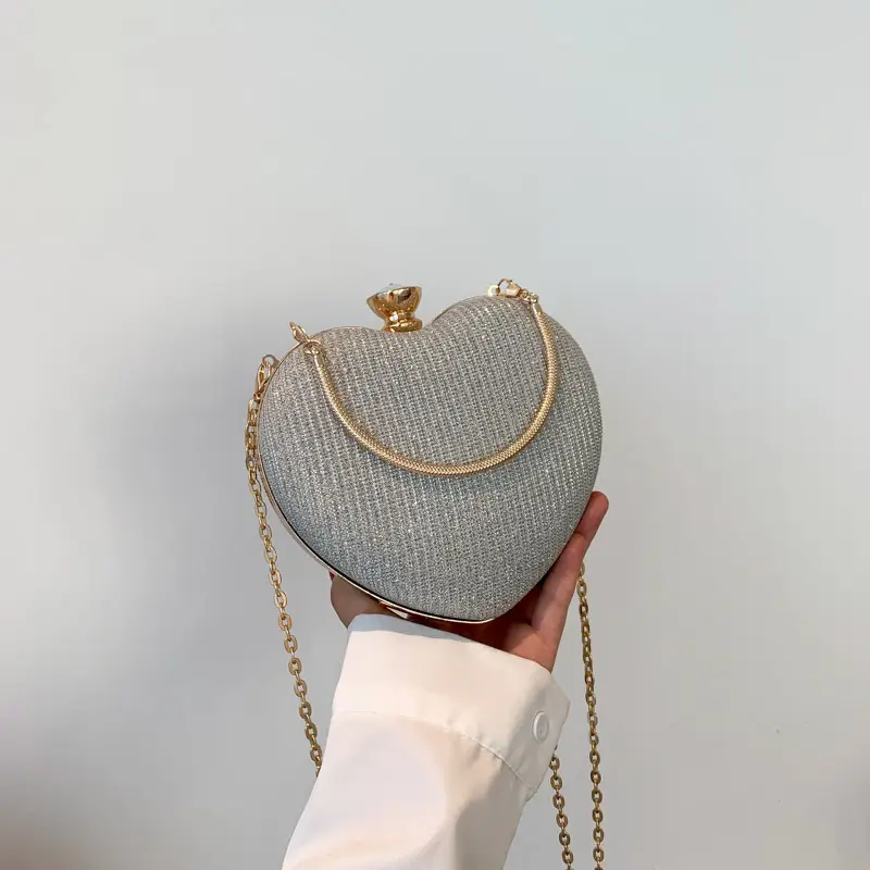 Blue Heart-Shaped Chain Crossbody Bag for Women - Image 3