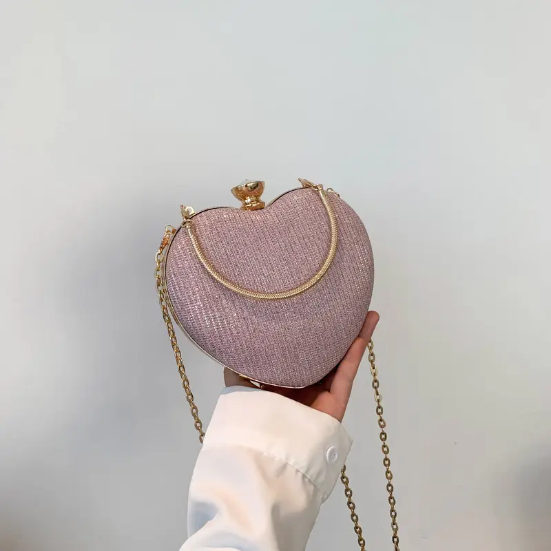 Blue Heart-Shaped Chain Crossbody Bag for Women - Image 4