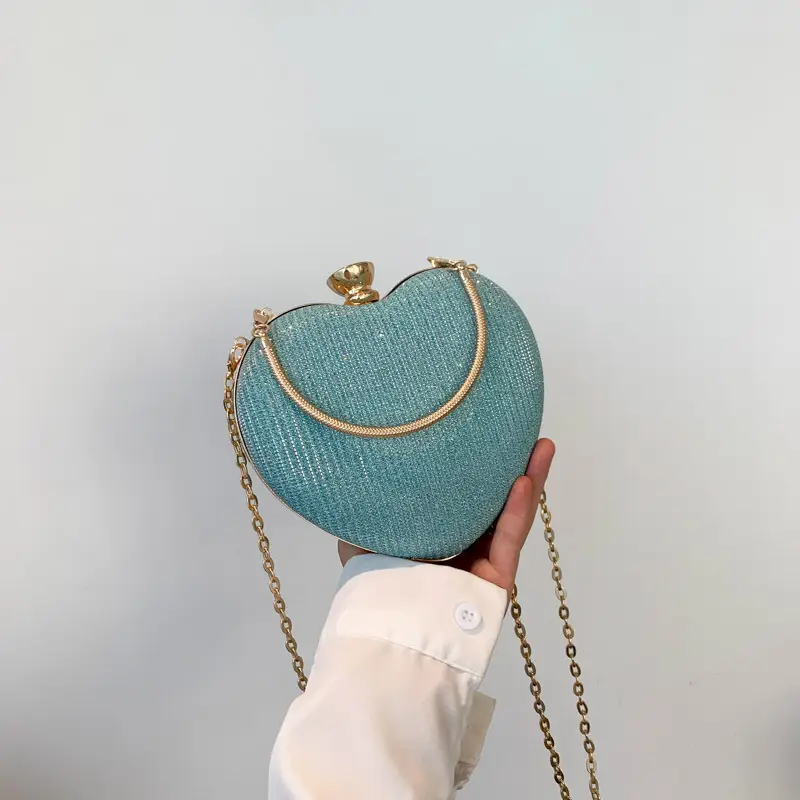 Blue Heart-Shaped Chain Crossbody Bag for Women - Image 5
