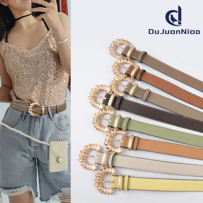 Women's Cowhide Litchi Belt焦糖色 2023 - Image 15