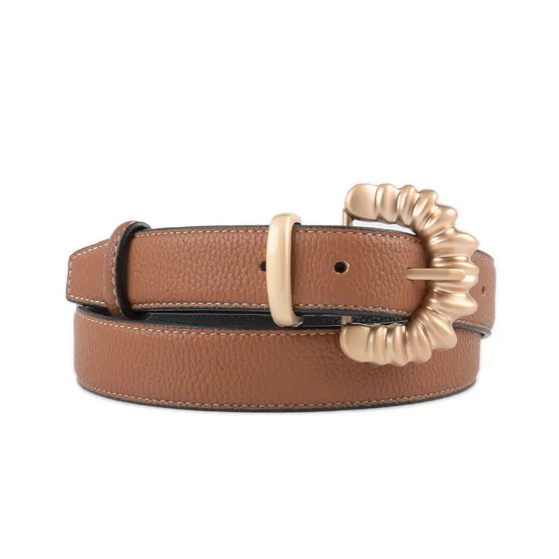 Women's Cowhide Litchi Belt焦糖色 2023 - Image 19