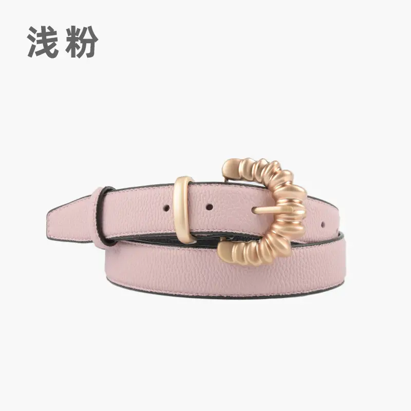 Women's Cowhide Litchi Belt焦糖色 2023 - Image 5