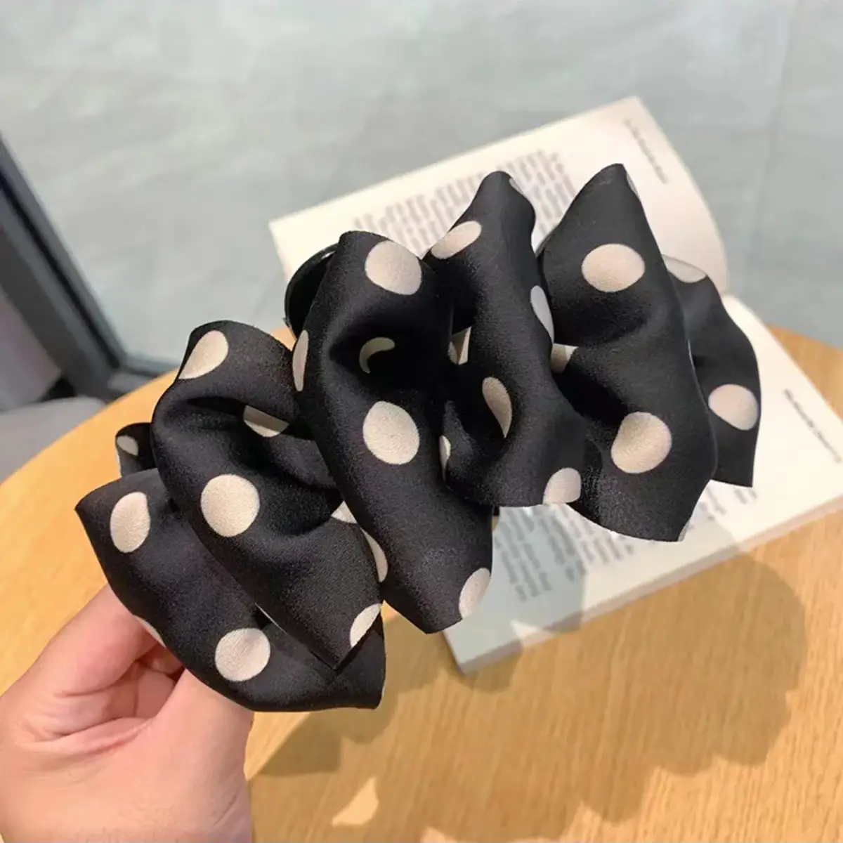 Black Feather Hair Clip Large Bow Back for Women