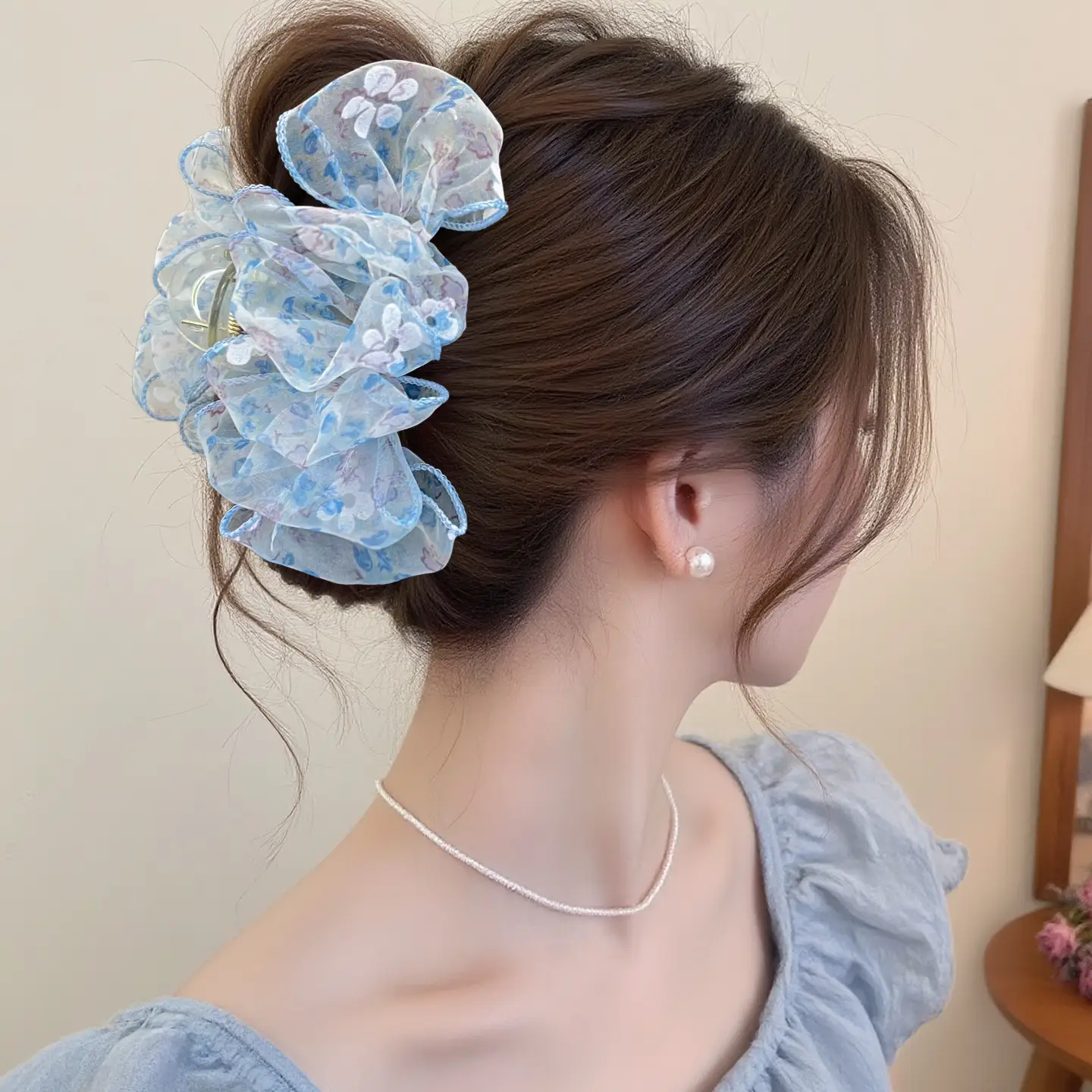 Black Feather Hair Clip Large Bow Back for Women