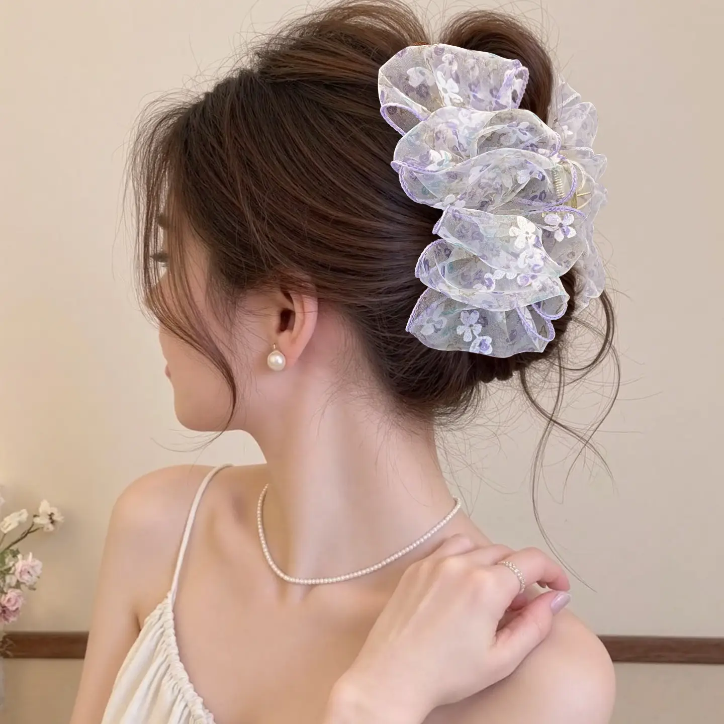 Black Feather Hair Clip Large Bow Back for Women