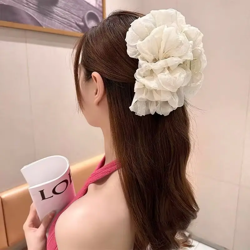 Black Feather Hair Clip Large Bow Back for Women