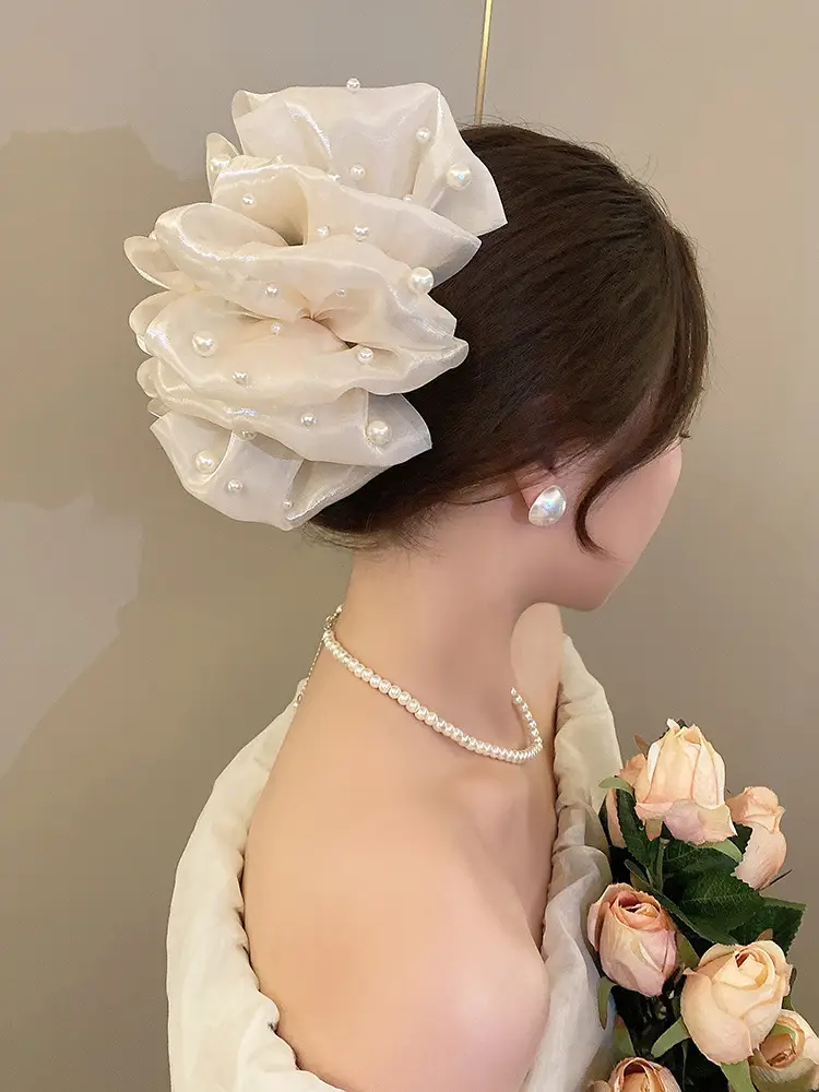 Black Feather Hair Clip Large Bow Back for Women
