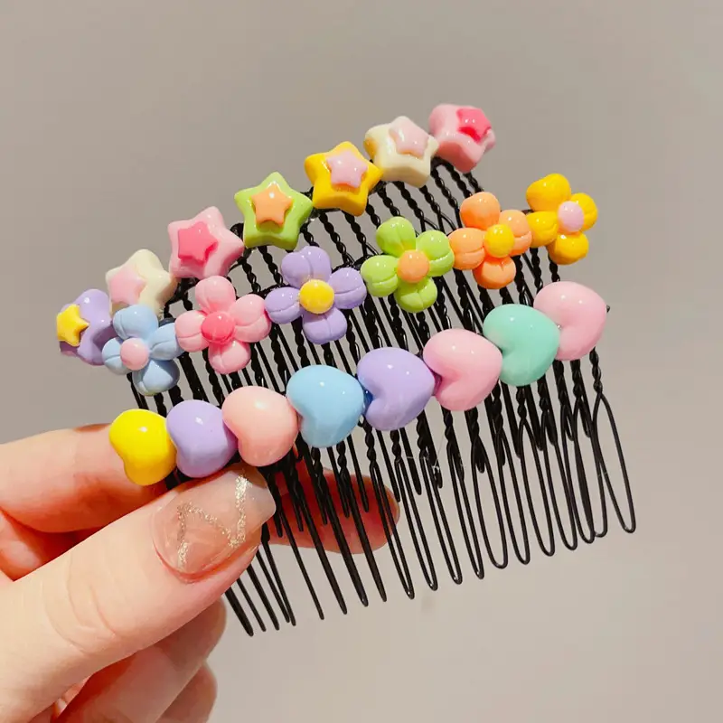 Cute Plastic Hairpin with Colorful Pom Pom for Girls
