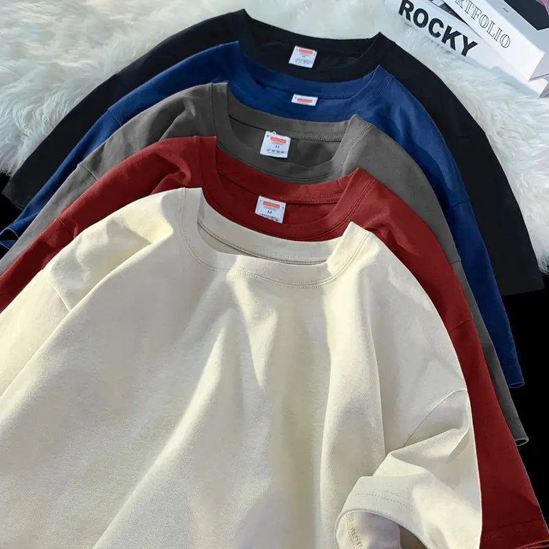 Heavy Weight T-Shirt Large Size Pure Cotton Loose Solid Color - Image 17