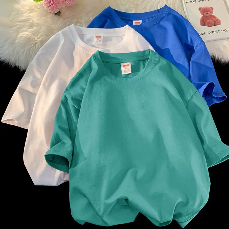 Heavy Weight T-Shirt Large Size Pure Cotton Loose Solid Color - Image 19