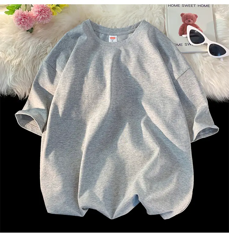 Heavy Weight T-Shirt Large Size Pure Cotton Loose Solid Color — feature 10