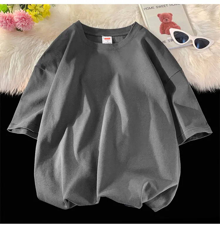 Heavy Weight T-Shirt Large Size Pure Cotton Loose Solid Color — feature 11