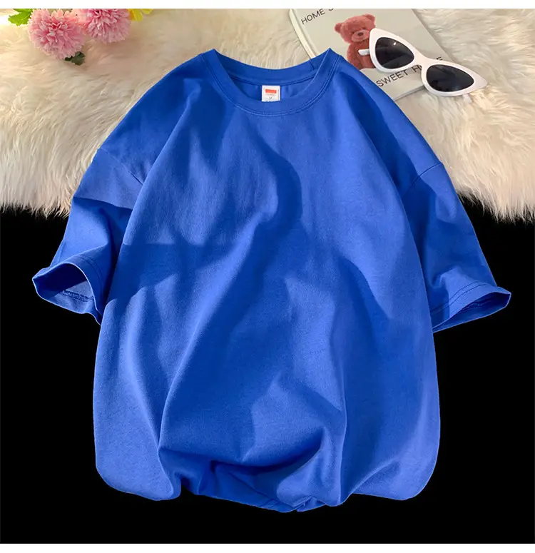 Heavy Weight T-Shirt Large Size Pure Cotton Loose Solid Color — feature 13