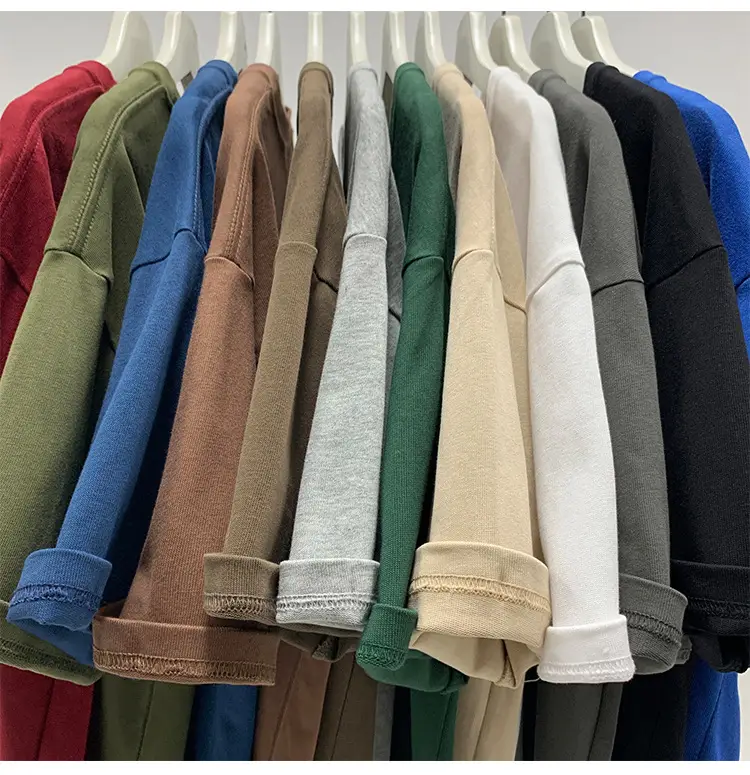 Heavy Weight T-Shirt Large Size Pure Cotton Loose Solid Color — feature 14