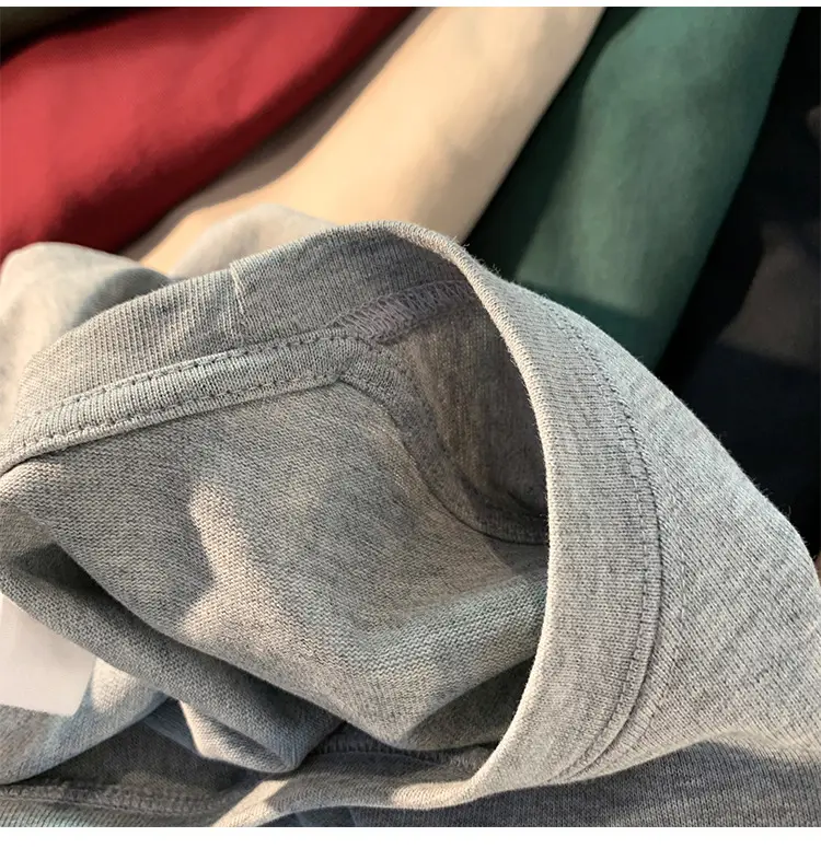 Heavy Weight T-Shirt Large Size Pure Cotton Loose Solid Color — feature 17