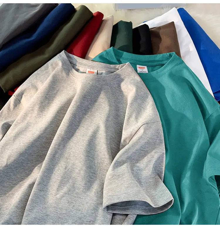 Heavy Weight T-Shirt Large Size Pure Cotton Loose Solid Color — feature 4