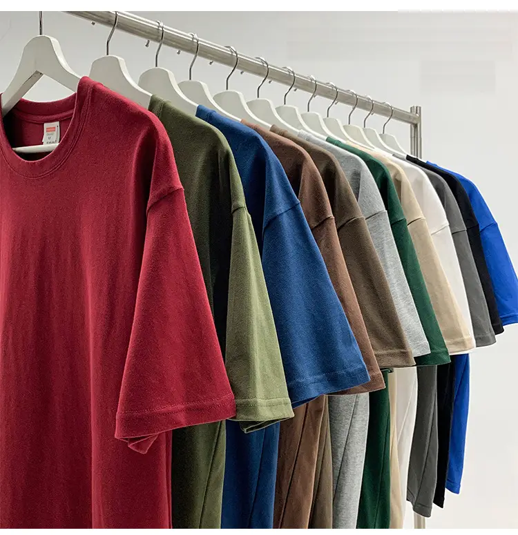 Heavy Weight T-Shirt Large Size Pure Cotton Loose Solid Color — feature 5