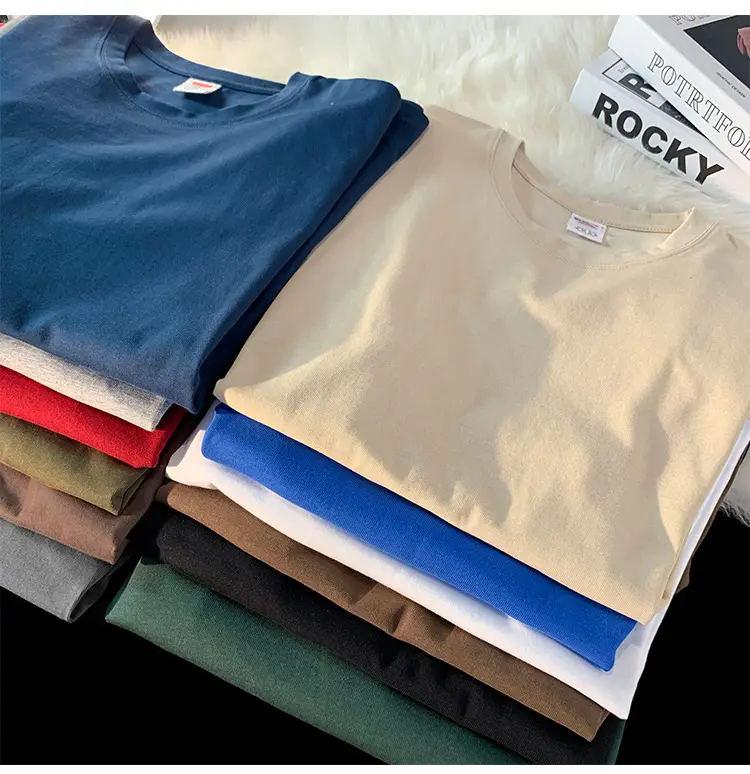 Heavy Weight T-Shirt Large Size Pure Cotton Loose Solid Color — feature 7