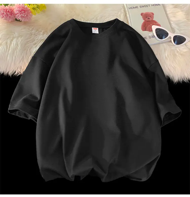 Heavy Weight T-Shirt Large Size Pure Cotton Loose Solid Color — feature 8