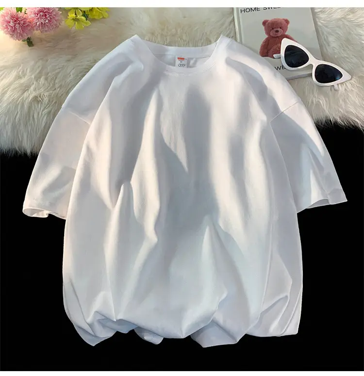 Heavy Weight T-Shirt Large Size Pure Cotton Loose Solid Color — feature 9