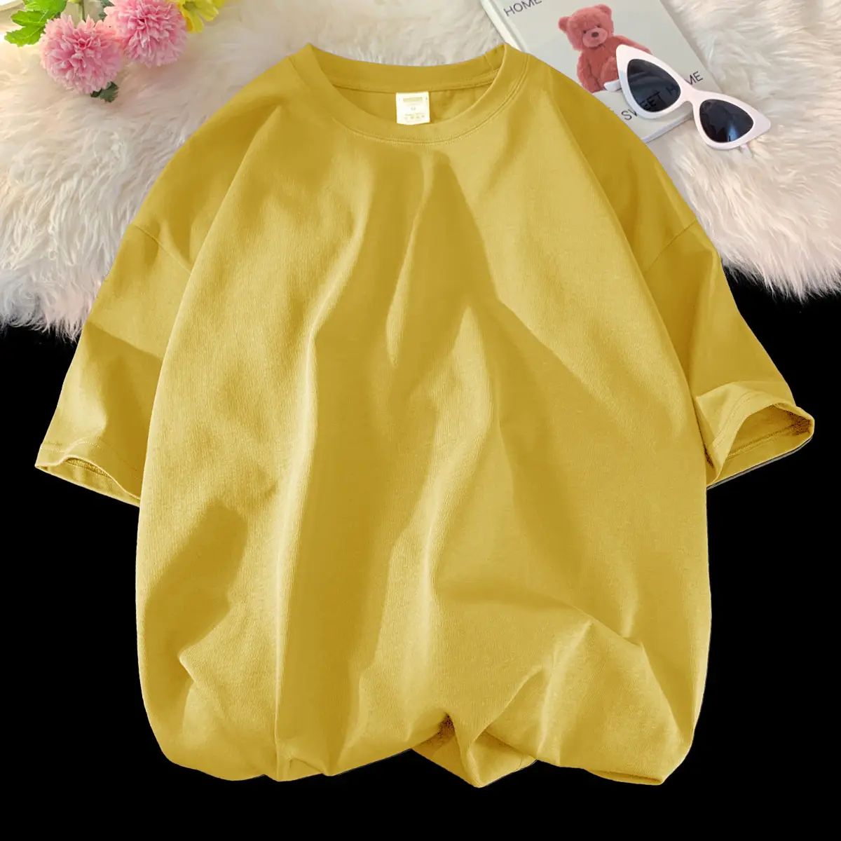 Heavy Weight T-Shirt Large Size Pure Cotton Loose Solid Color - Image 10