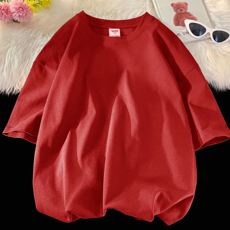 Heavy Weight T-Shirt Large Size Pure Cotton Loose Solid Color - Image 11