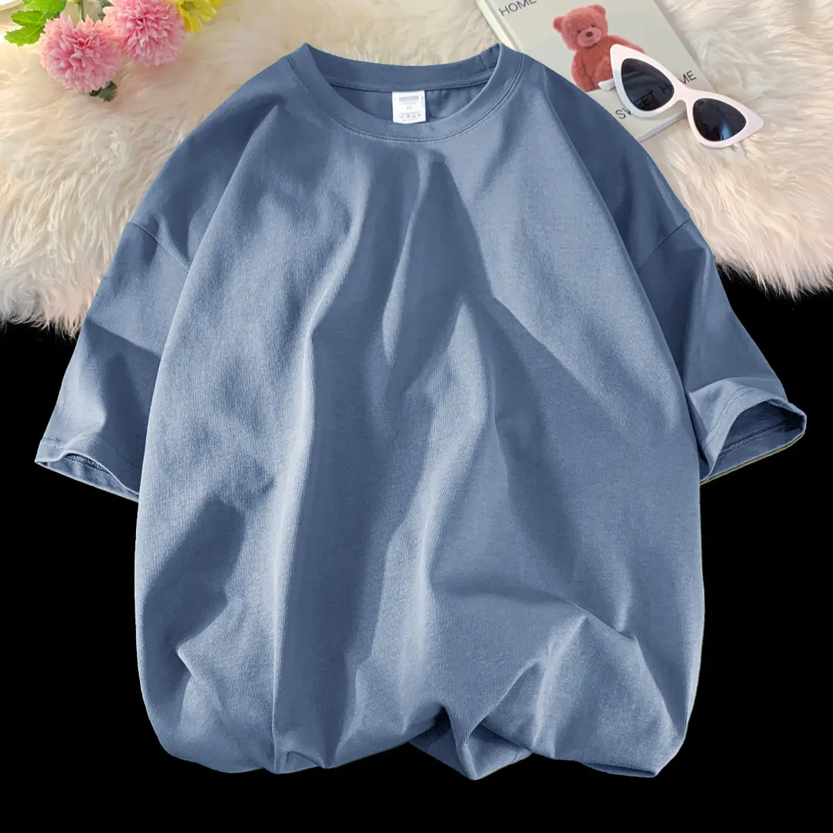 Heavy Weight T-Shirt Large Size Pure Cotton Loose Solid Color - Image 12