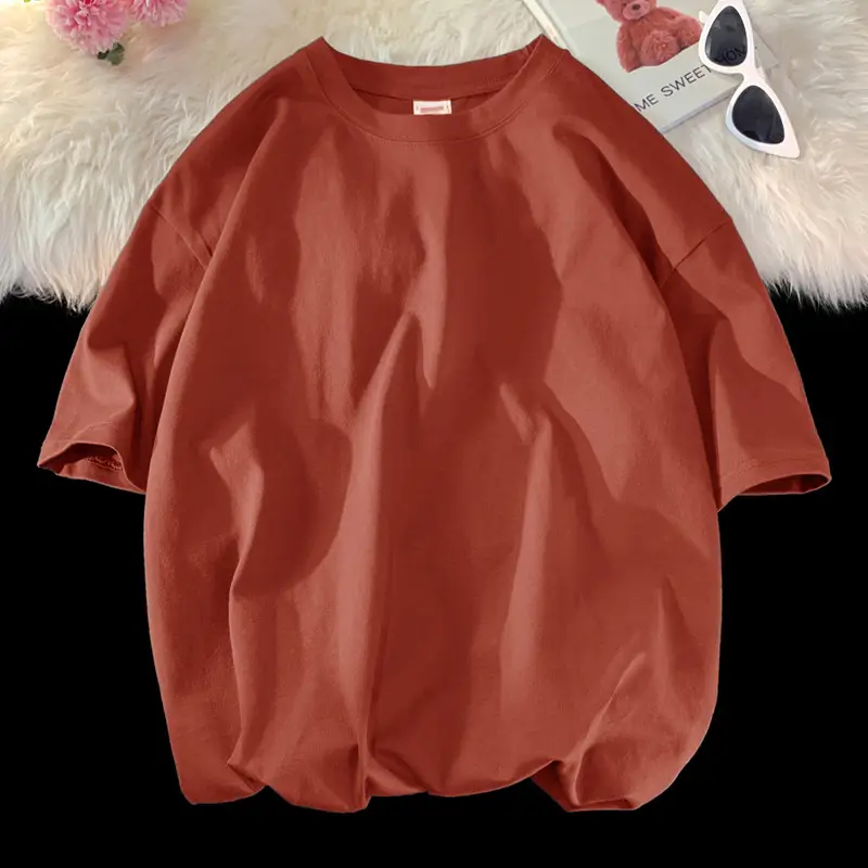 Heavy Weight T-Shirt Large Size Pure Cotton Loose Solid Color - Image 14