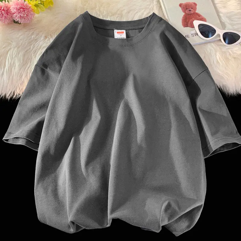 Heavy Weight T-Shirt Large Size Pure Cotton Loose Solid Color - Image 15