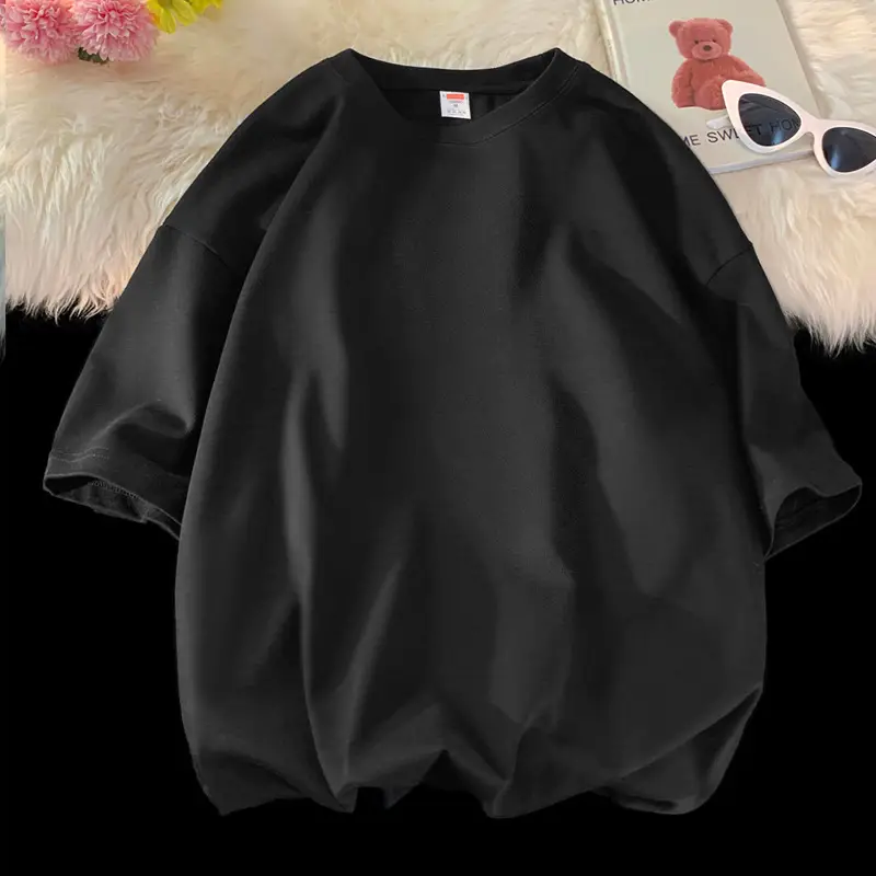 Heavy Weight T-Shirt Large Size Pure Cotton Loose Solid Color - Image 2