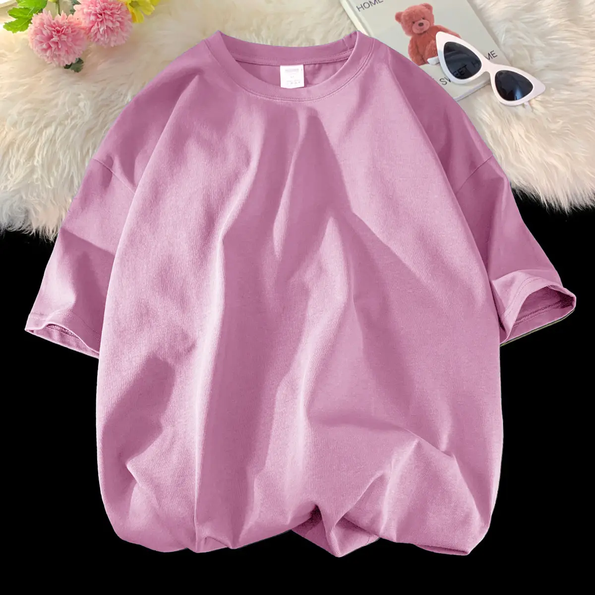 Heavy Weight T-Shirt Large Size Pure Cotton Loose Solid Color - Image 3