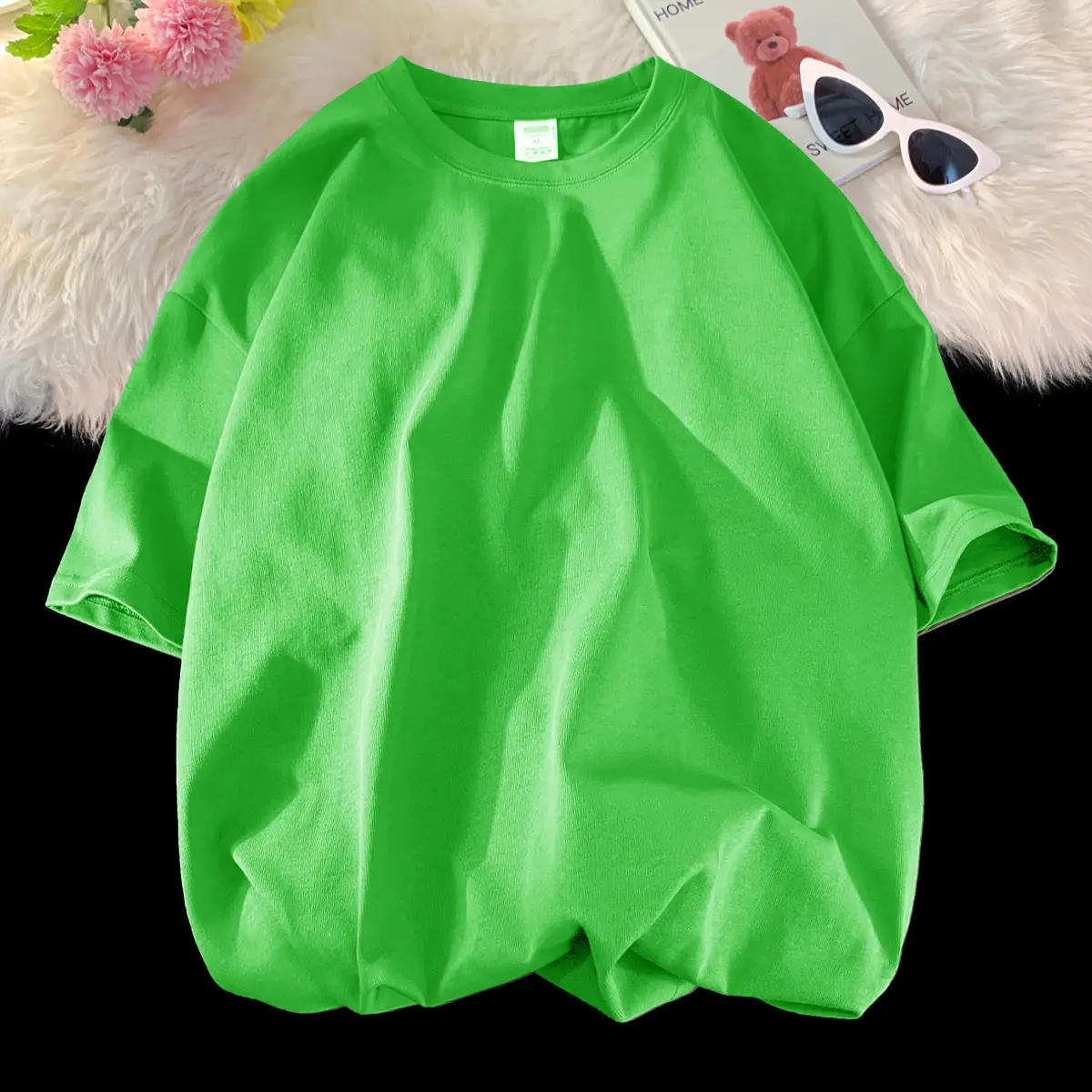 Heavy Weight T-Shirt Large Size Pure Cotton Loose Solid Color - Image 8