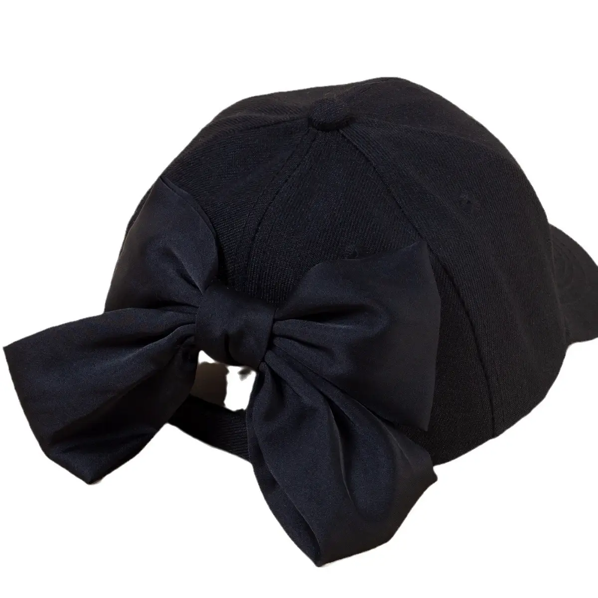 Black Bow Baseball Cap for Women Spring Summer Face Show - Image 10