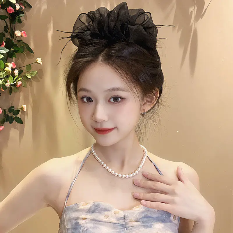Princess Style Feather Mesh Headupdo with Princess Clip - Image 10