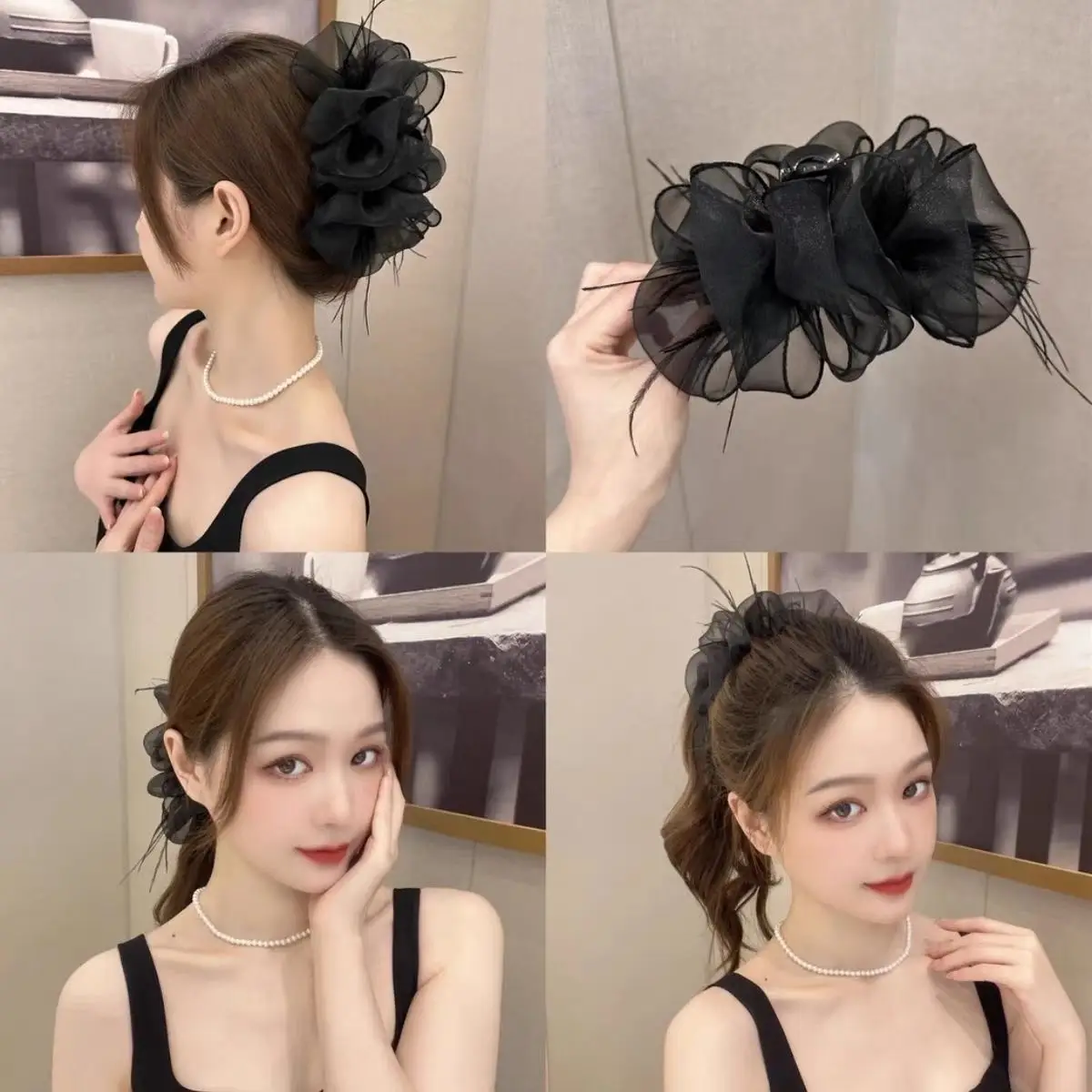 Princess Style Feather Mesh Headupdo with Princess Clip — feature 11