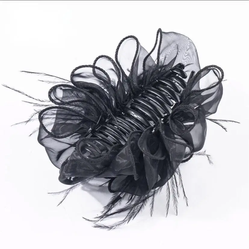 Princess Style Feather Mesh Headupdo with Princess Clip — feature 29
