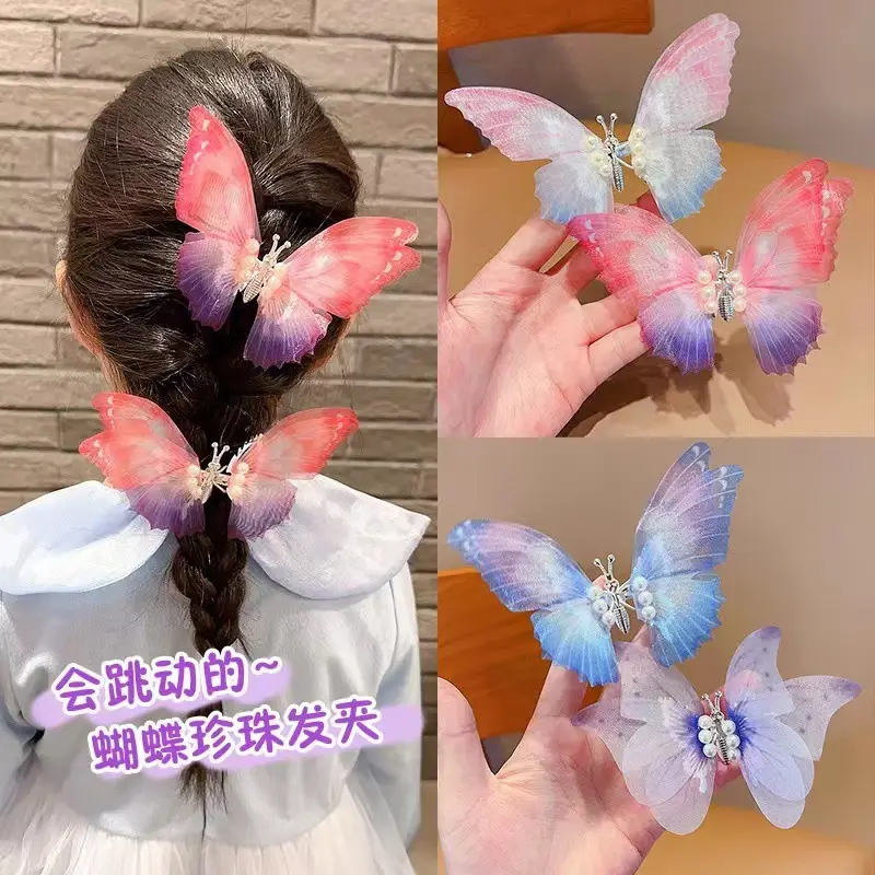 Pink Gradient Butterfly Hairpin for Girls — feature 2