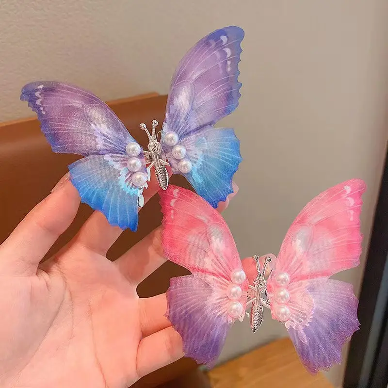 Pink Gradient Butterfly Hairpin for Girls — feature 3