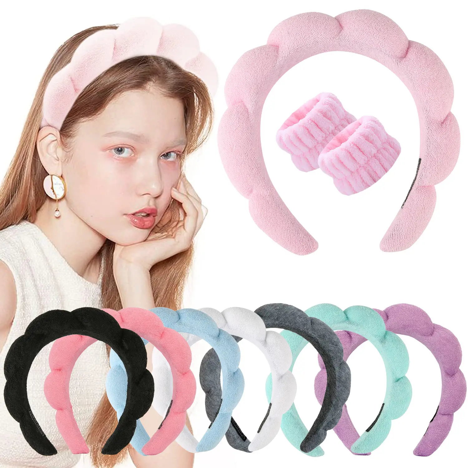 Velvet Twist Hair Band Beige Wash Wrist Headwear - Image 101