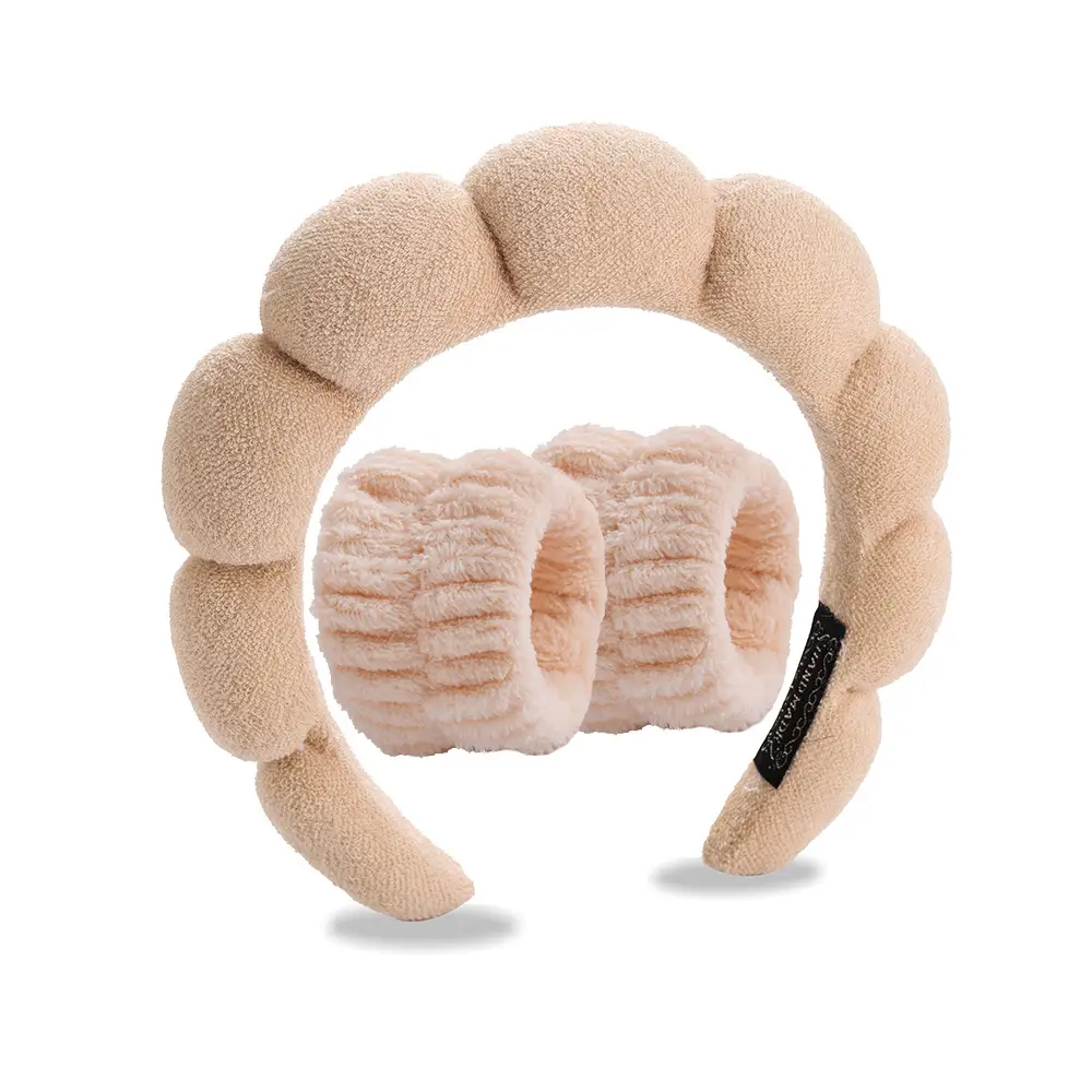 Velvet Twist Hair Band Beige Wash Wrist Headwear - Image 28