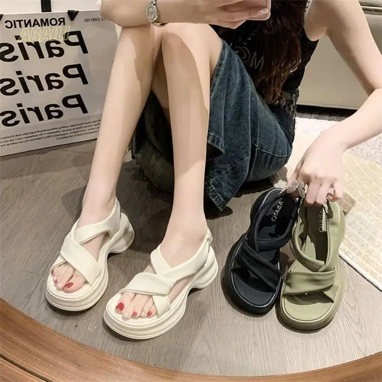 Soft Leather Sandals for Women 2023 Summer New Platform Thick-Soled Small Beach Shoes High-Bottom Roman Shoes with Skirts — feature 6