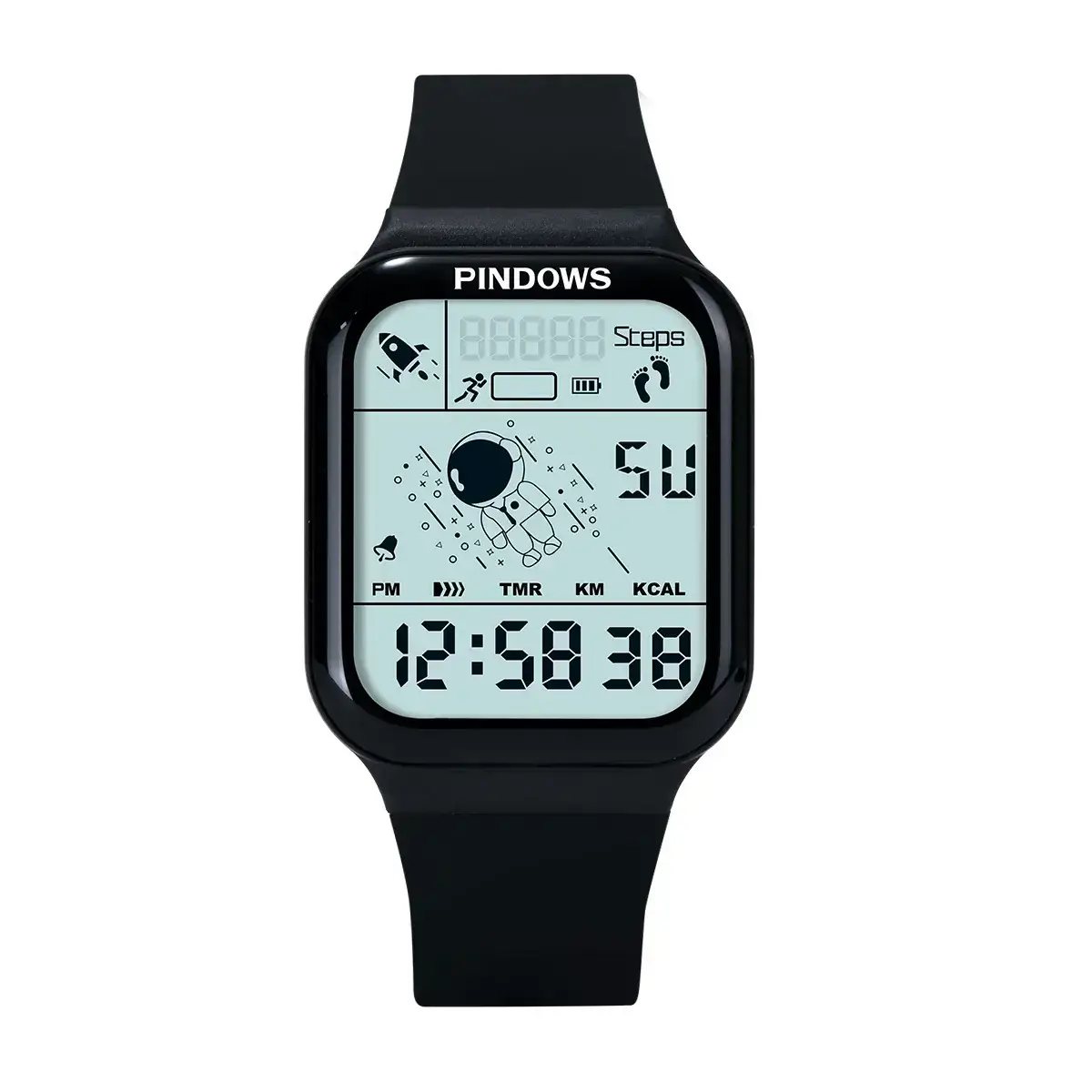 Digital Fitness Watch with Silicone Strap White - Image 7
